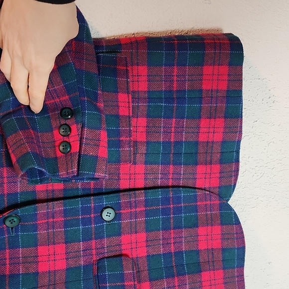 Pendleton pink green and blue plaid wool blazer, sz 6 - Picture 2 of 11
